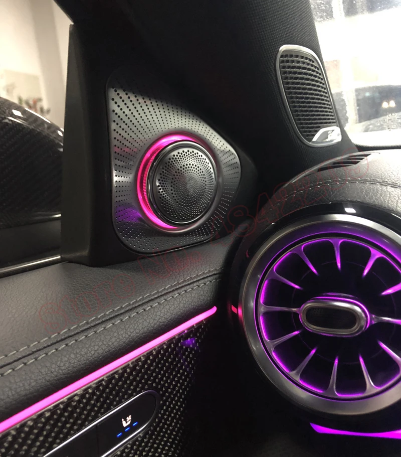 

Car For Benz A/GLB/C/GLC/E/S W177 X247 W205 X253 W213 W222 3D Rotating Tweeter MB Luminous Speaker Ambient Light 3/7/64 Colors