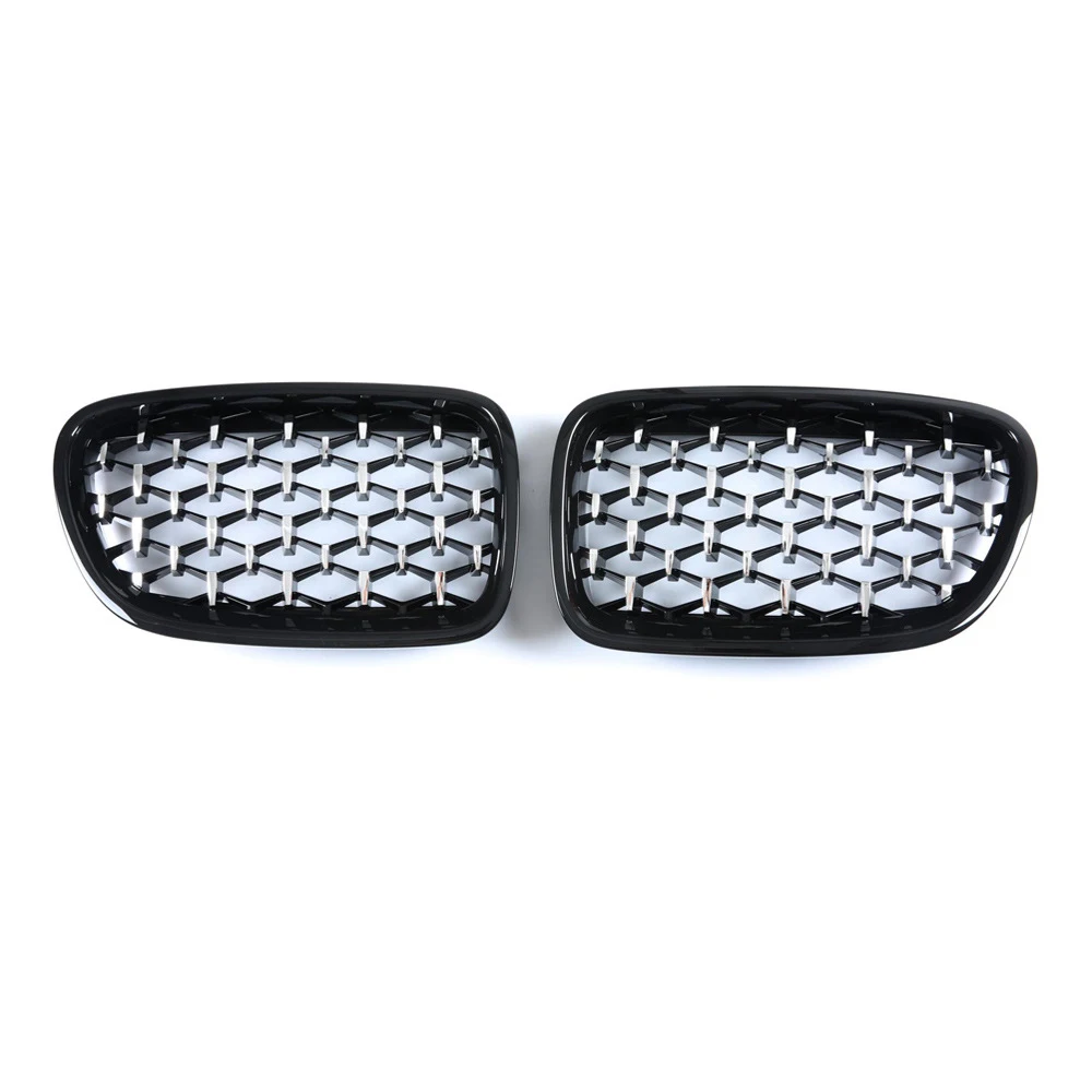 A Pair F07 Diamond Grille For BMW 5 Series GT F07 528i 535i 550i 2009-2017 Front Bumper Kidney Grilles Car Styling