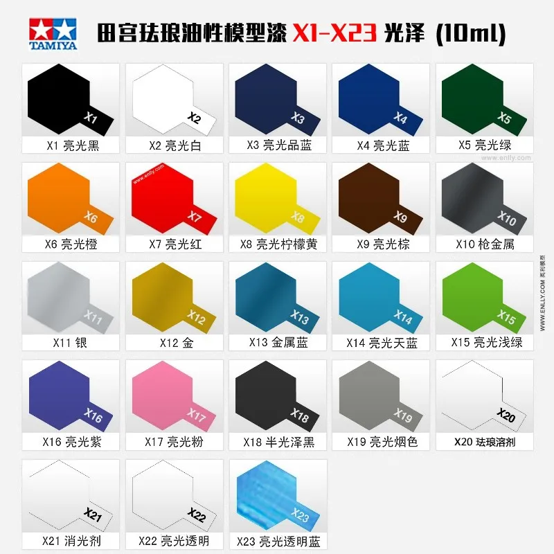 10ml Tamiya Color Enamel Paint  X1-X35 Colors Painting For Assembly Model