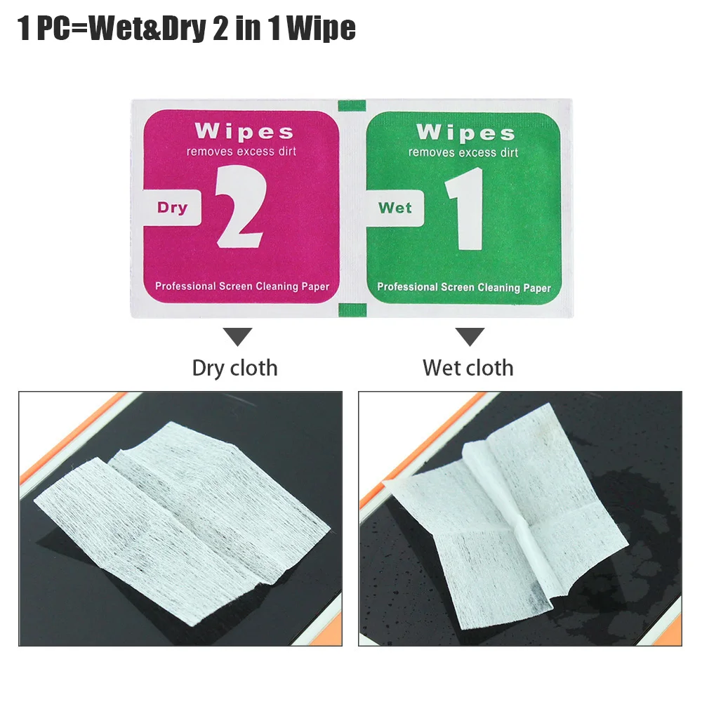 5PCS Wet Dry Wipes Cleaning Cloths Dust Sticker Tools For Tempered Glass Screen Protector Guard Film For Phones Camera Tablet