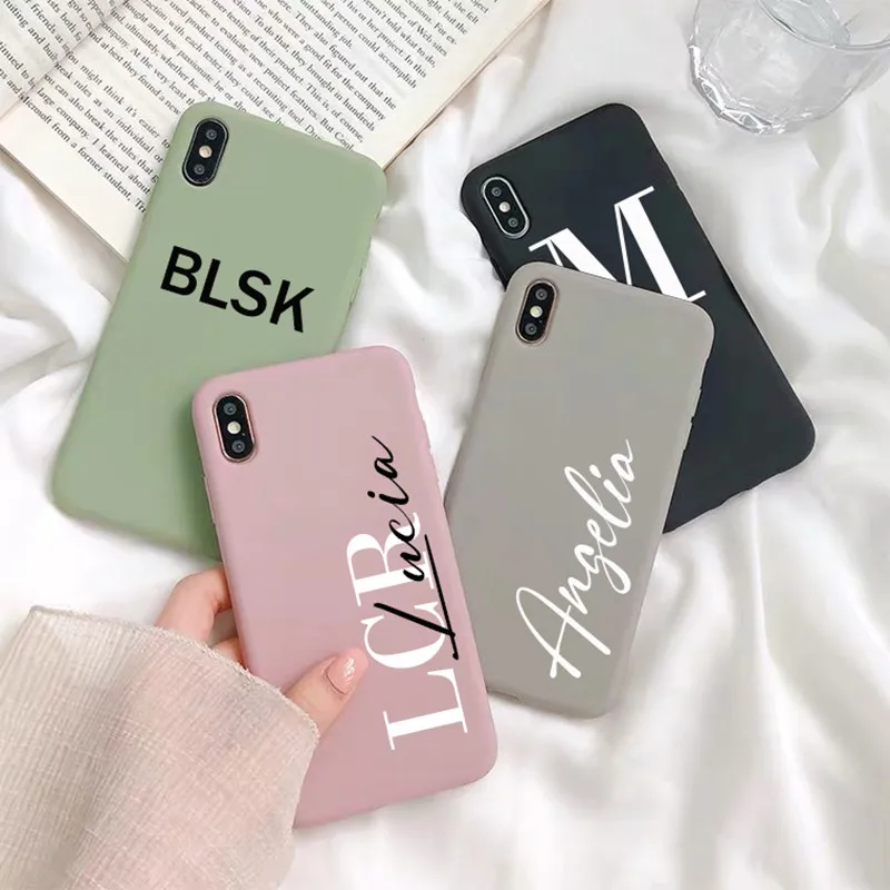 Custom Name Case for iphone 12 Pro Max SE 2020 Cover Lens Protection DIY Letters Covers for iphone 11 Case 8 Plus XS XR 6 7 Plus