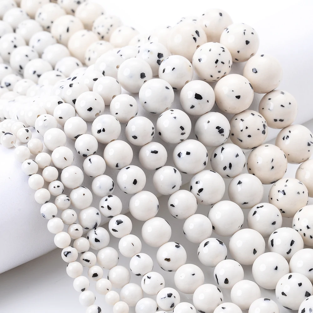 4/6/8/10/12 مللي متر الأبيض بودي الحجر الطبيعي حبة الجولة فضفاض خزر عازل لصنع المجوهرات سوار ذاتي الصنع إكسسوارات عقد #2
