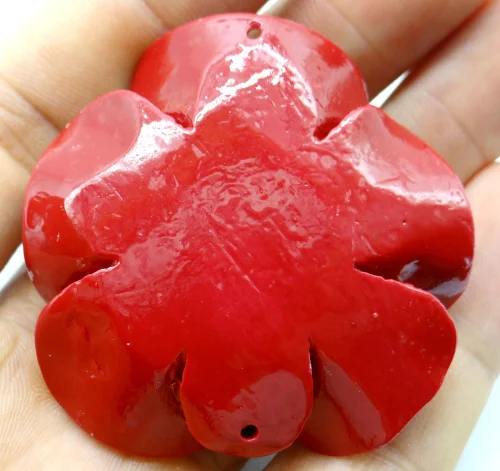 Chinese Organic Cinnabar natural Quartz crystal carve of flower charm Pendant for diy Jewelry making Necklace Accessories  A10