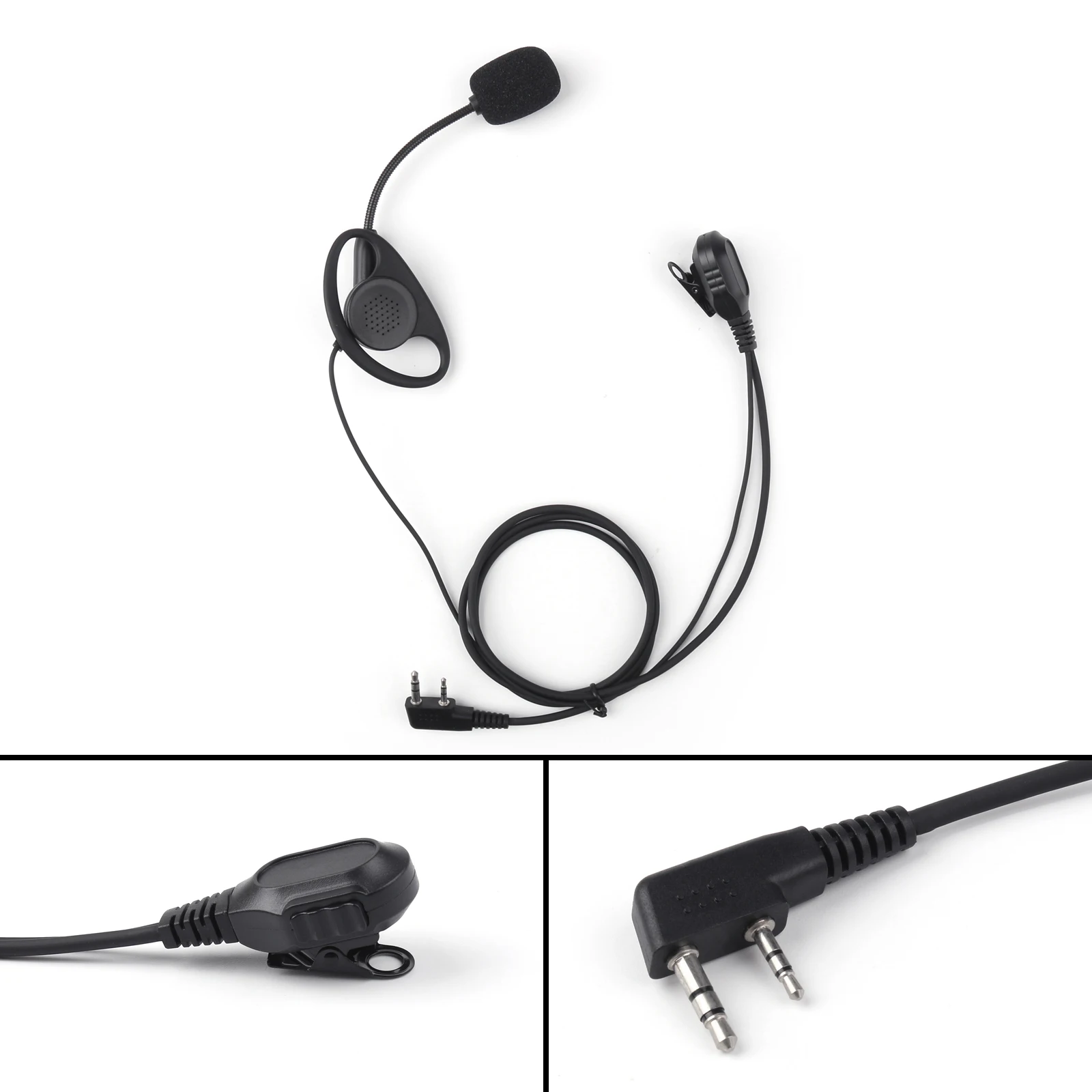 Artudatech D Oortelefoon Headset Mic Voor Motorola 2-Pin CLS1110 CP100 Voor Kenwood Baofeng Radio