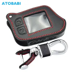 Leather Car Key Cover For Scher-Khan Magicar 13 14 M13 M14 M110AS 2 Way Car Alarm LCD Remote Controller Keys Bag Keychain Case
