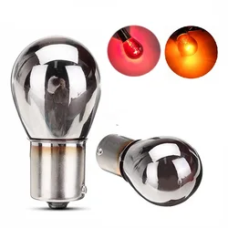 2pcs 581 PY21W S25 BAU15S Silver / Chrome Amber red Glass 12V 21W 1156 BAY15D P21/5W Car Tail Lamp Stop Light Indicator Bulb