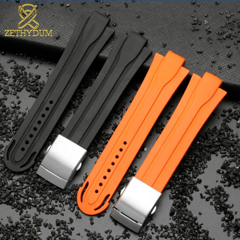 Raised Silicone Watchband for ORIS Diving Series 7330 7740 series 24*12mm Rubber Strap Stainless Steel Fold Clasp Men\'s