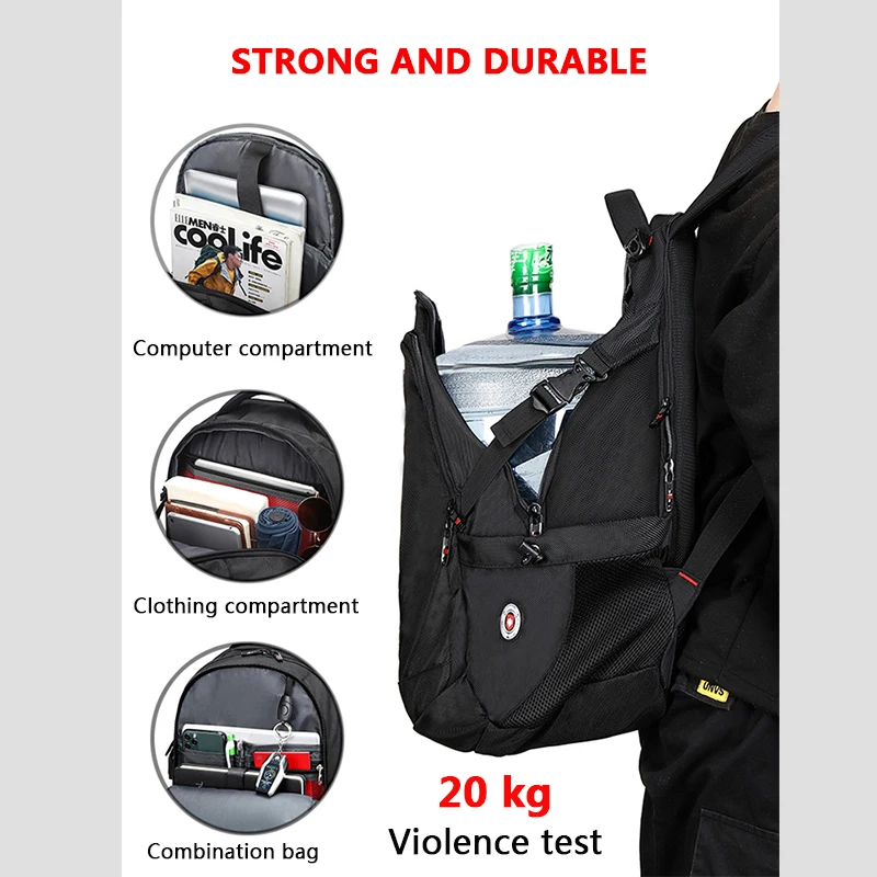 Zaino per Laptop con ricarica USB antifurto zaino per uomo Oxford zaino da viaggio impermeabile borsa da scuola Vintage Mochila maschio da 15/17 pollici