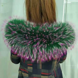 2024 inverno donna New Real Super Big Raccoon Colorful Stars collo di pelliccia One Hair Three Colors Fashion scialli e sciarpe