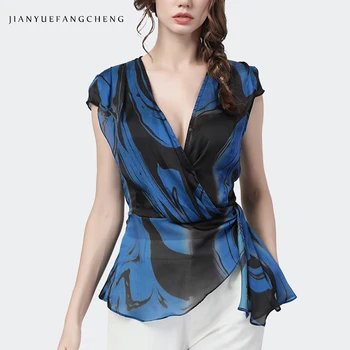 مثير العميق الخامس الرقبة رقيق...