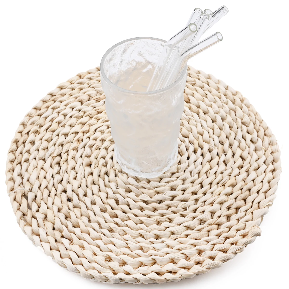 Stroh-Set aus Borosilikatglas, wiederverwendbar, umweltfreundlich, Trinkhalm für Smoothies, Cocktails, Barzubehör, Strohhalme mit Bürste – Detail 5