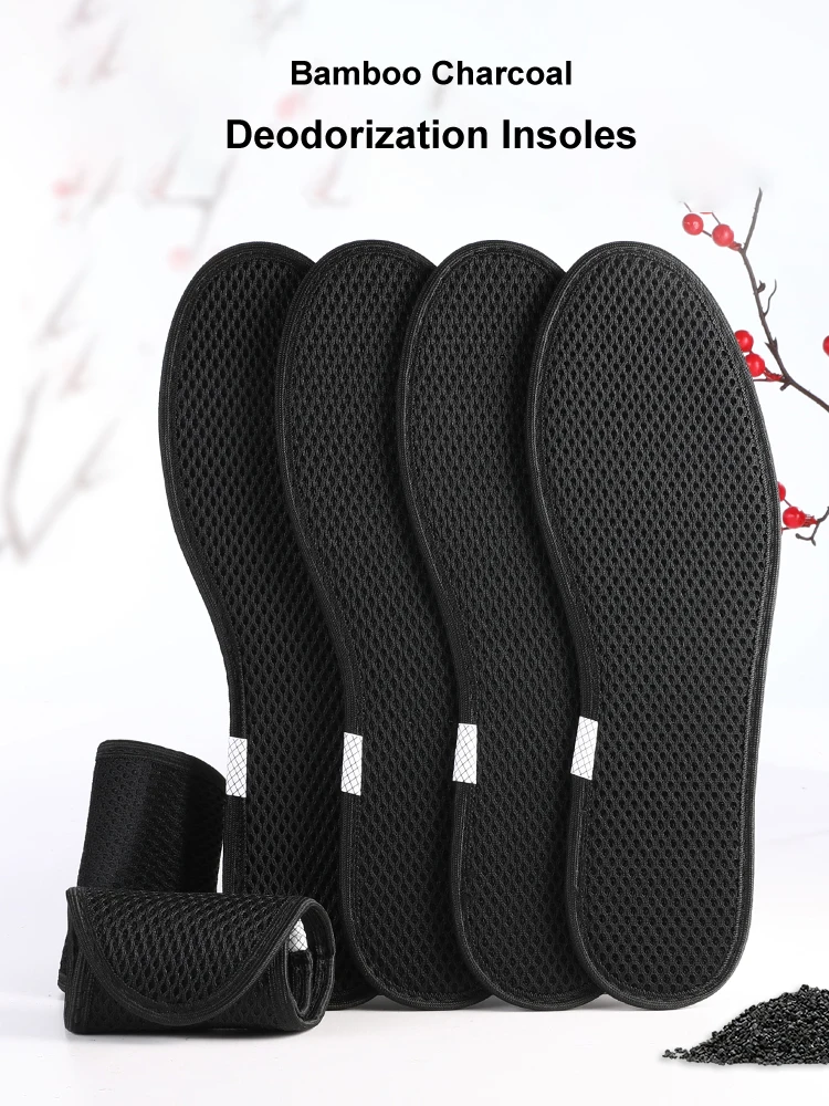 Bamboo Charcoal Deodorant Insoles Breathable Sport Durable Shoes Pad Health Absorb-Sweat Insert Soles for Unisex