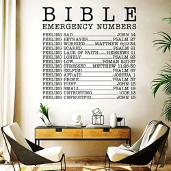 Large Bible Emergency Numbers Christian Wall Sticker Jesus Bible Verse Inspirational Quote Wall Decal Bedroom  Decor