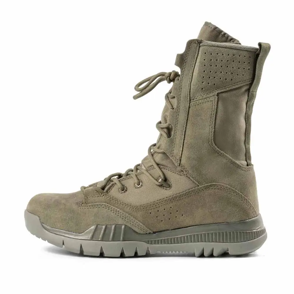 Durable Tactical Boots Sage Green Suede Leather Rubber Sole Indonesia Boots For Men