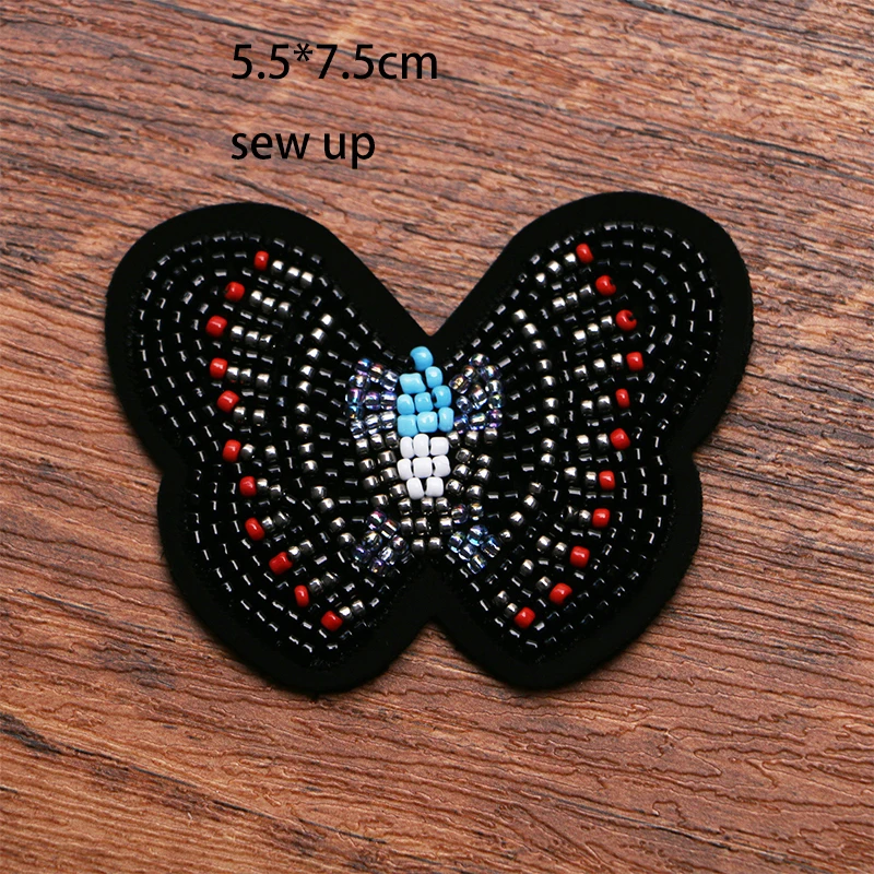 

Handmade beaded Butterfly Rhinestone icon embroidered applique patches for kawaii clothes DIY Iron on badges on a backpack