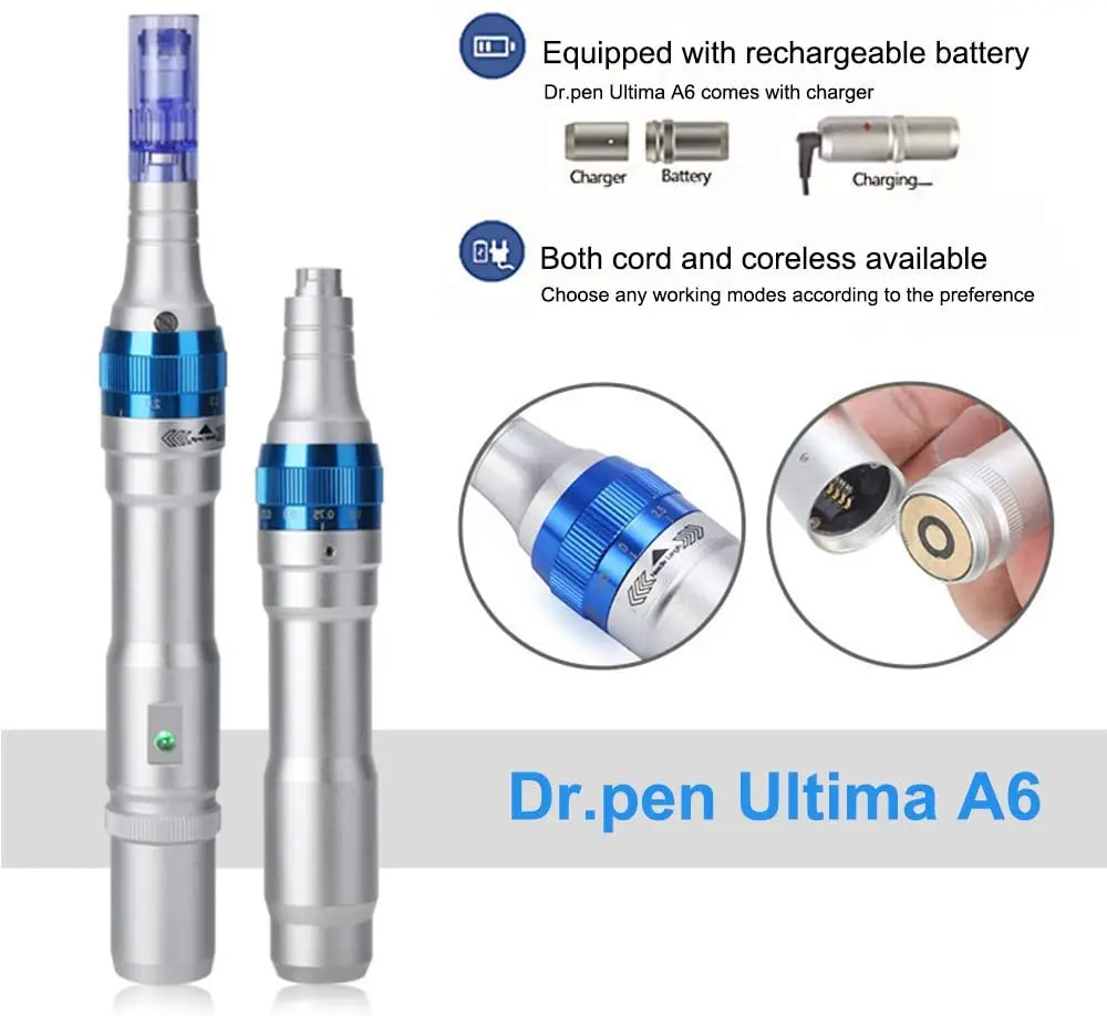 Ultima Dr. Stift A6 Elektrische Derma Stift a6 Hautpflege Gerät Microneedling Maschine Verjüngung Make-Up Tattoo Mit 2PCS Nadeln