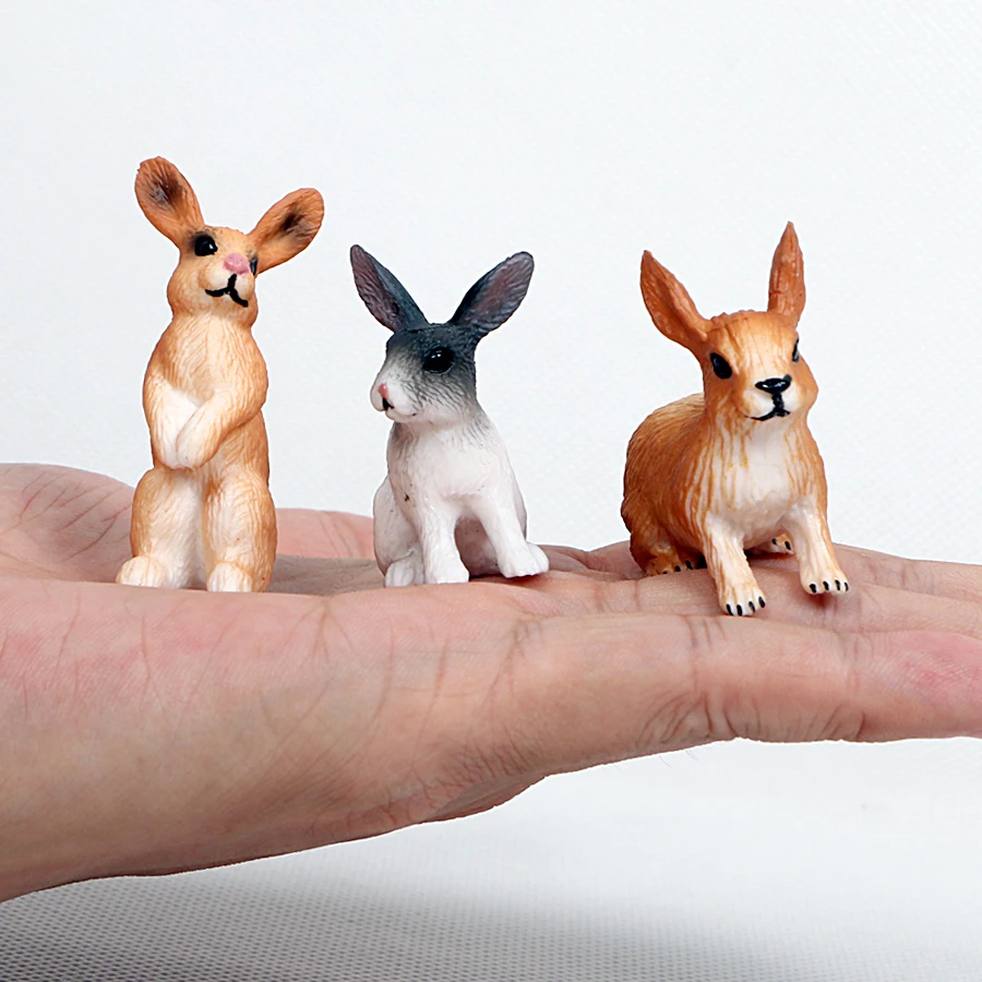 Simulation Rabbit animal models toys figurine Collection Playset, Cake Topper,Garden Plant,Automobile decoration toy Gift