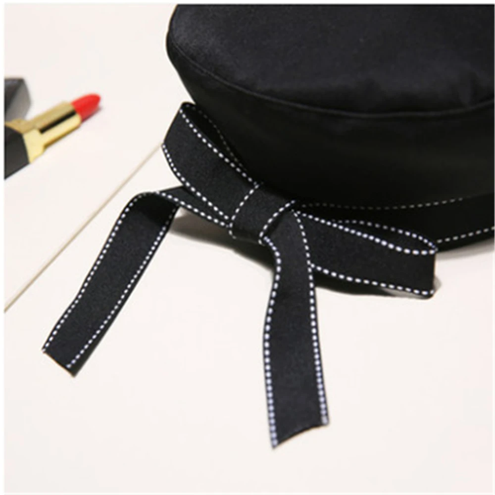 Fashion Ribbon Ribbon Bow Beret Korean version of the uniform uniform uniform cap monogrammed embroidered octagonal cap WS-2553