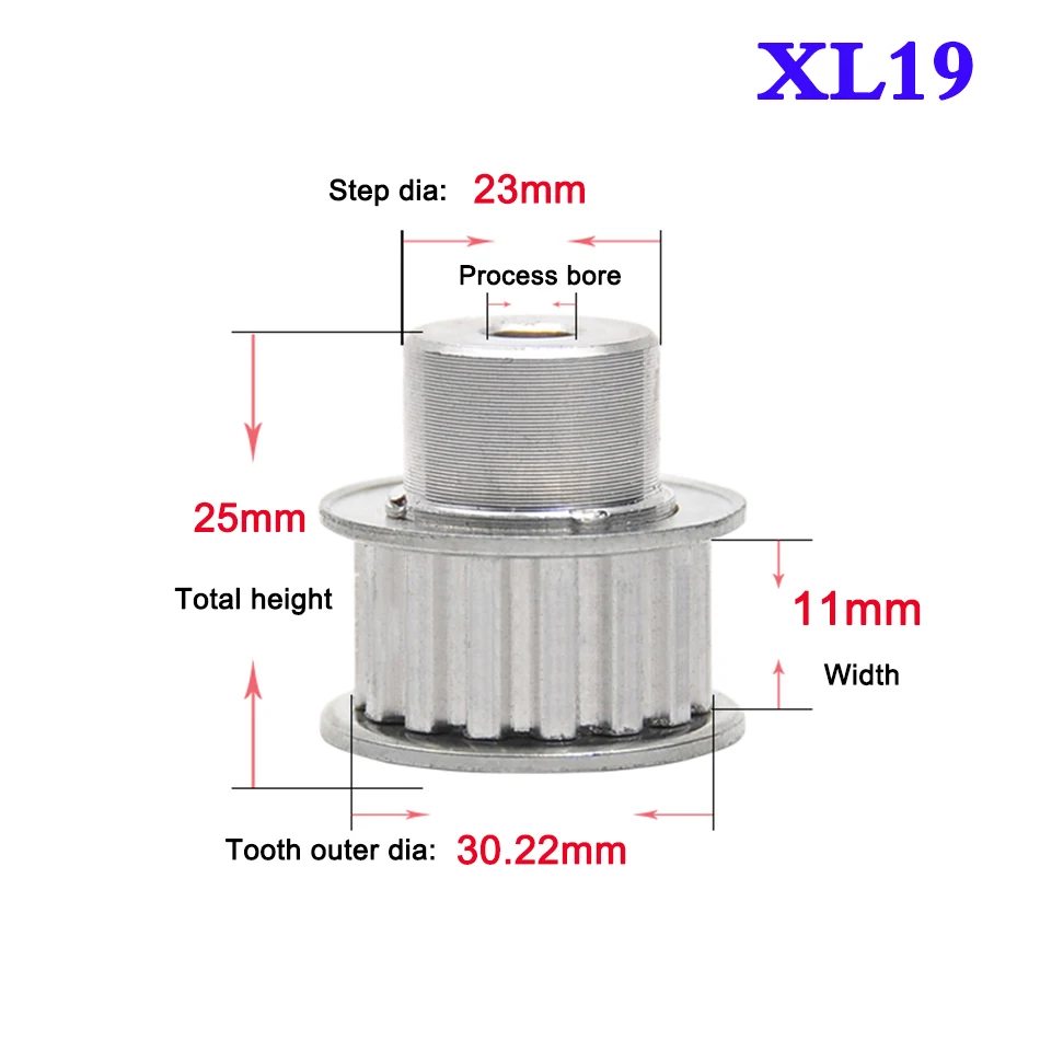 XL 10T-20T Synchronous Wheel Aluminum Alloy Synchronous Gear Motor Width 11mm Process Bore