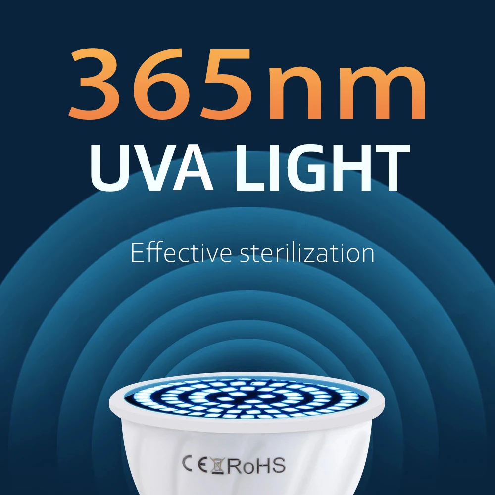 ZHMZH 48 60 80 LEDs UVA Sterilizing Lamp Bulb Ultraviolet Germicidal Light Desinfection Bulb E27 110 220V 365nm UV Bulb