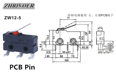 5Pcs Mini สวิตช์ Limit Micro NO NC 3 Pins PCB เทอร์มินัล SPDT 5A 125V 250V 29มม.Roller Arc Lever Snap Action Push Microswitches