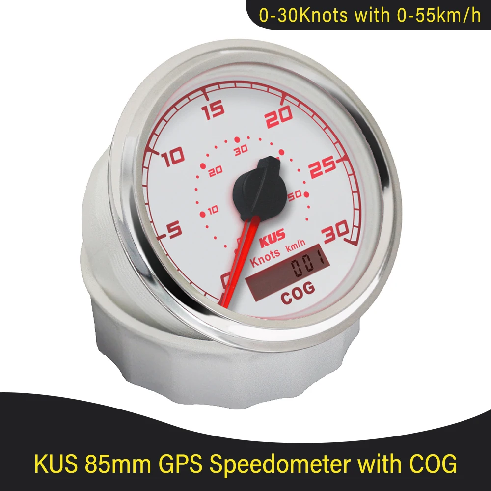 

KUS New 85mm Waterproof Marine Boat Vessels GPS Speedometer 0-30 knots 0-60 knots 0-55 km/h 0-110 km/h with Red Yellow Backlight