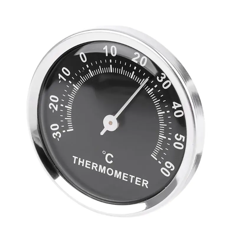 Mini Thermometer Mechanical No Battery Analog 58mm Car Temperature Gauge with Double-sided Sticker J9K