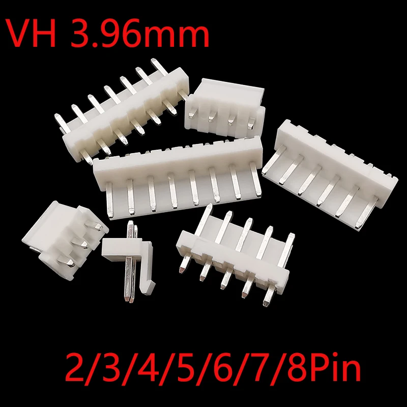 20/50Pcs VH3.96 3.96mm Pitch 2/3/4/5/6/7/8 Pin Male Plug Pin Header Connector Straight Needle White