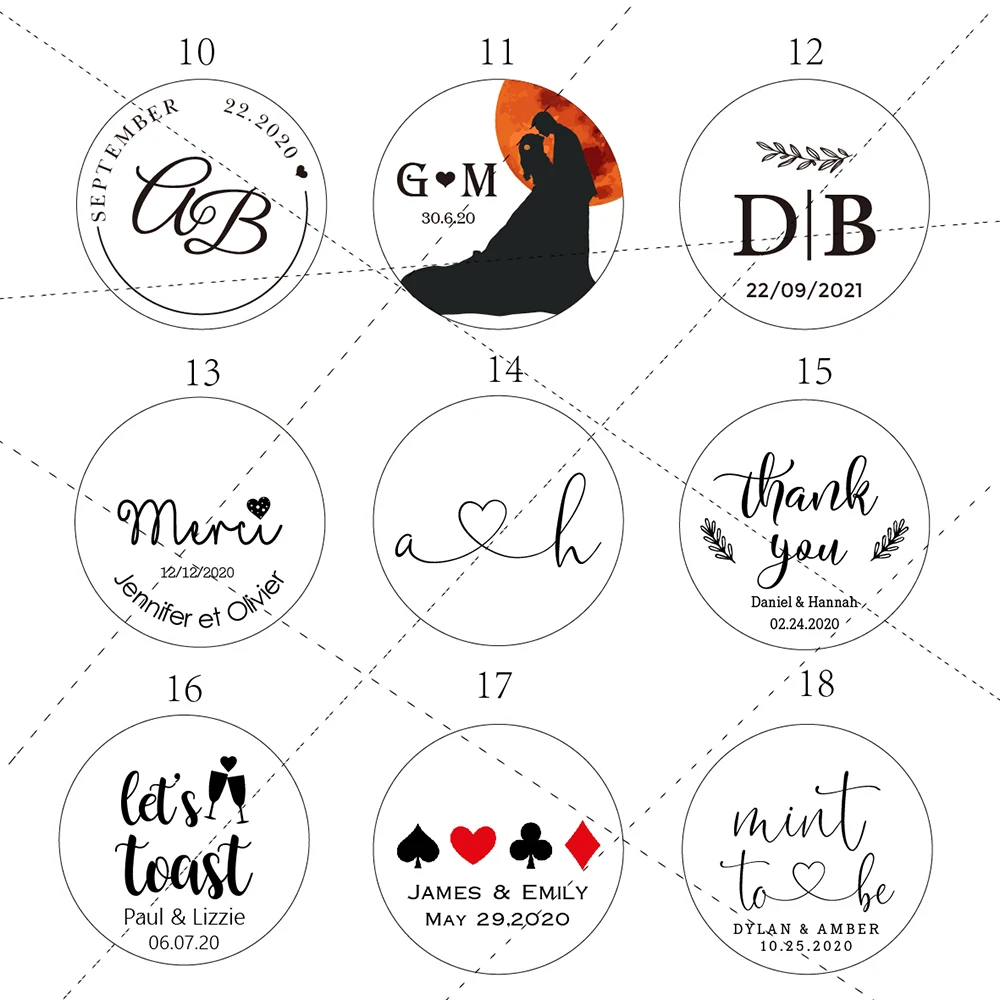 Y2-200pcs 35mm diameter round Custom wedding labels, Personalised thank you tags Custom monogram wedding envelope initial seals