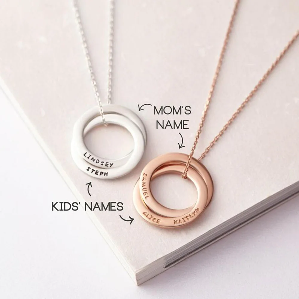 Custom Name Necklace Personality Stainless Steel Multi-round Lady Necklace Custom Name Jewelry Friend Gift