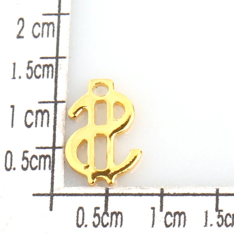 20pcs/lot 12X7mm Stainless Steel $ Dollar Sign Pendant Gold Silver Color Charms For Making DIY Jewelry Handmade Accessories ZU2