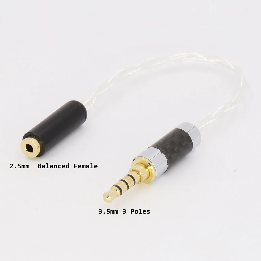 High Quality 3.5mm 3 Pole Headphone Plug to 2.5mm Balanced Female Aux Cable Hifi Audio Jack Cable