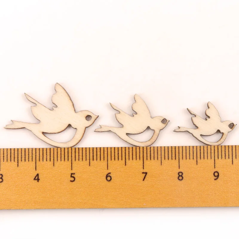 Handmade Crafts Wooden Slices Home Decoration Accessories Scrapbooks Painting DIY Mixed Bird Shape Garniture 10-20mm 50pcs