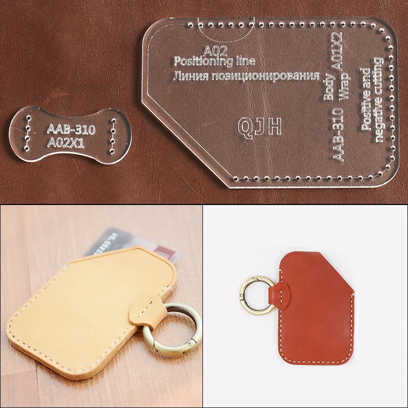 1Set DIY Acrylic Template New Delicate Access Card Holder Leather Craft Pattern DIY Stencil Sewing Pattern 7cm*10.5cm