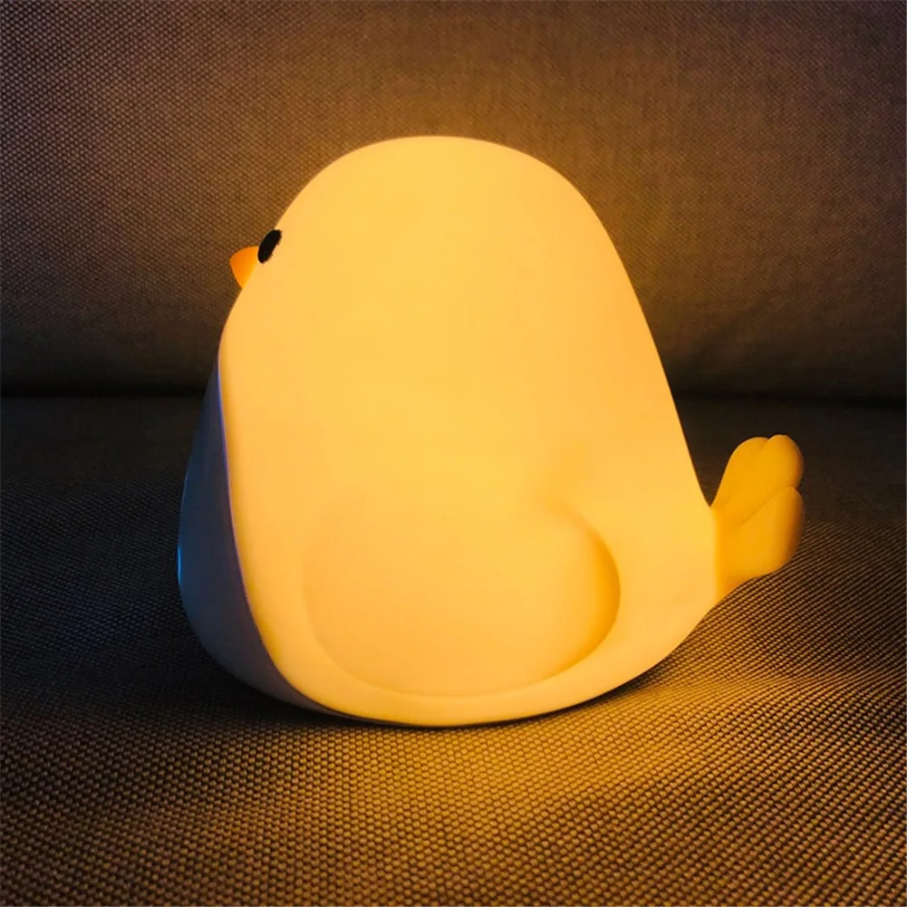 Silicone Cartoon Time Bird Night Light Digital Alarm Clock Touch Wake Up LED Night Lamp For Children Gifts Bedside Light