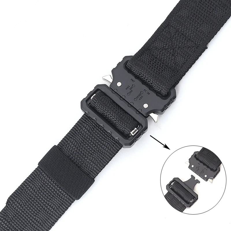 Men Tactical Belts 4mm Thick 38mm Wide Casual Canvas Outdoor Alloy Automatic Buckle China High Quality Men Belt Plus Size Unisex