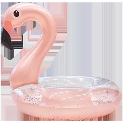 Anello di nuoto fenicottero in oro rosa con paillettes caldo per piscina piscina per bambini per adulti galleggiante Swim Circle Pool Toys Beach Party materasso ad aria