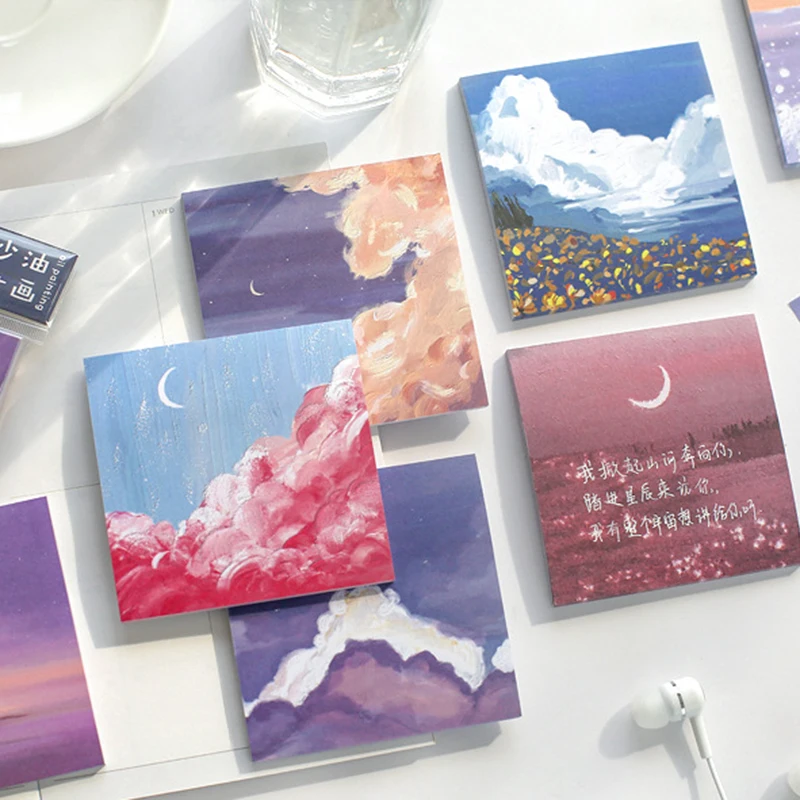 3Pcs/ 90 Sheets Memo Pad Set Girl Oil Painting Sticky Notes Index Paper Message Color DIY Decoration Stickers Stationery