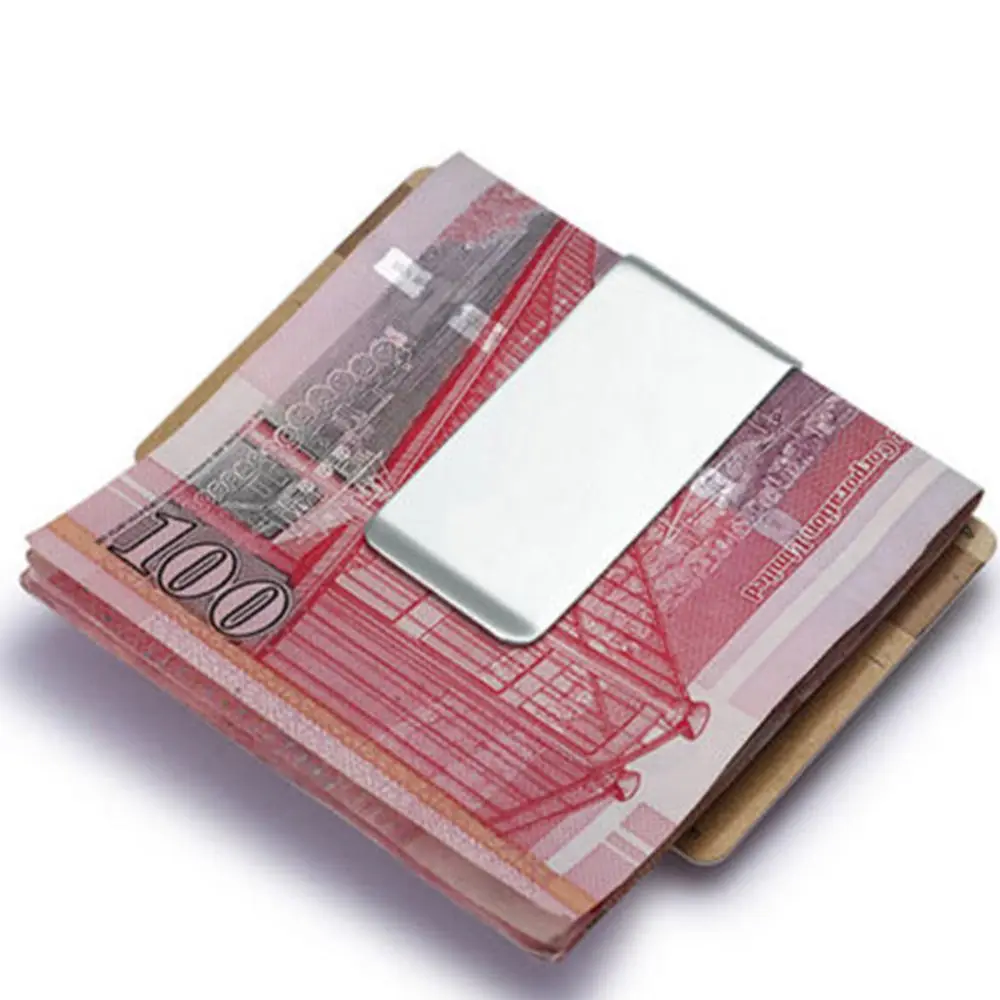 Metal Stainless Steel Money Clips Folder Stripe Print Silver Cash Clamp Holder Wallet Slim Card Id Money Clips Men Women