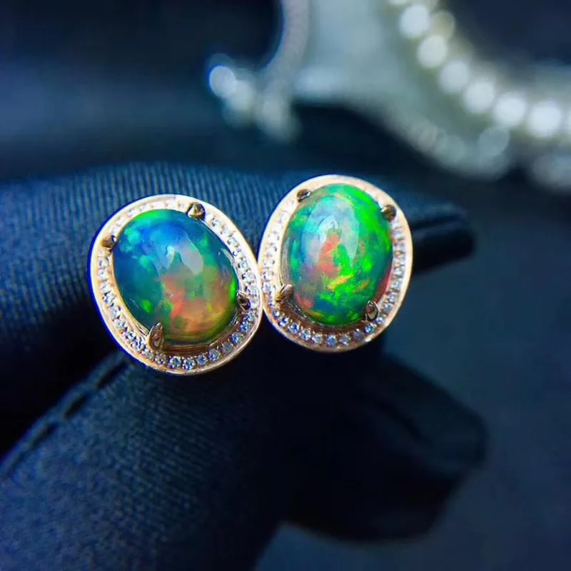 Natural Opal Gemstone Fashion  Earrings for Women Real 925 Sterling Silver Charm Fine Jewelry