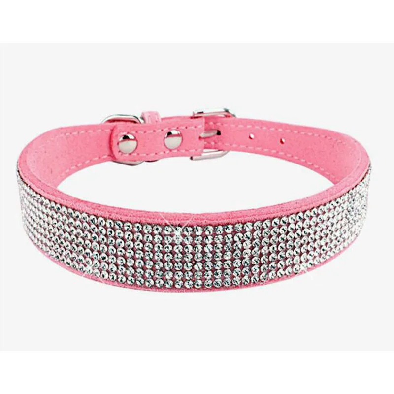 Bling Rhinestone Pet Collars Fashion Velvet Microfiber Dog Leash Multiple Rows Crystal Diamond Designer Dog Collar Pets Supplies