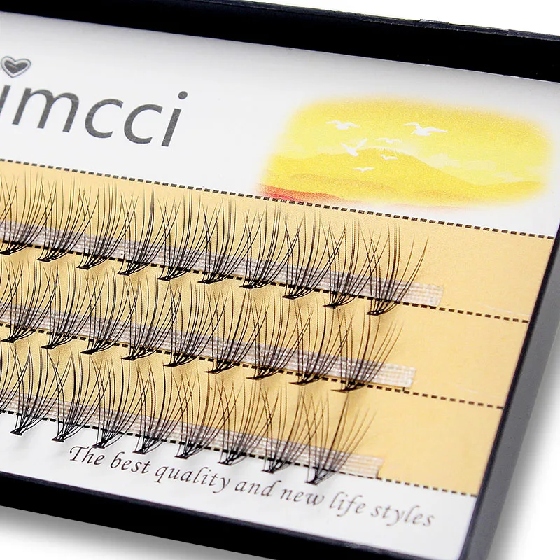 500pcs Kimcci Flare Lashes Cluster False Eyelashes 60 Bundles/boxes Makeup 10D Mink Eyelash Extension Grafting