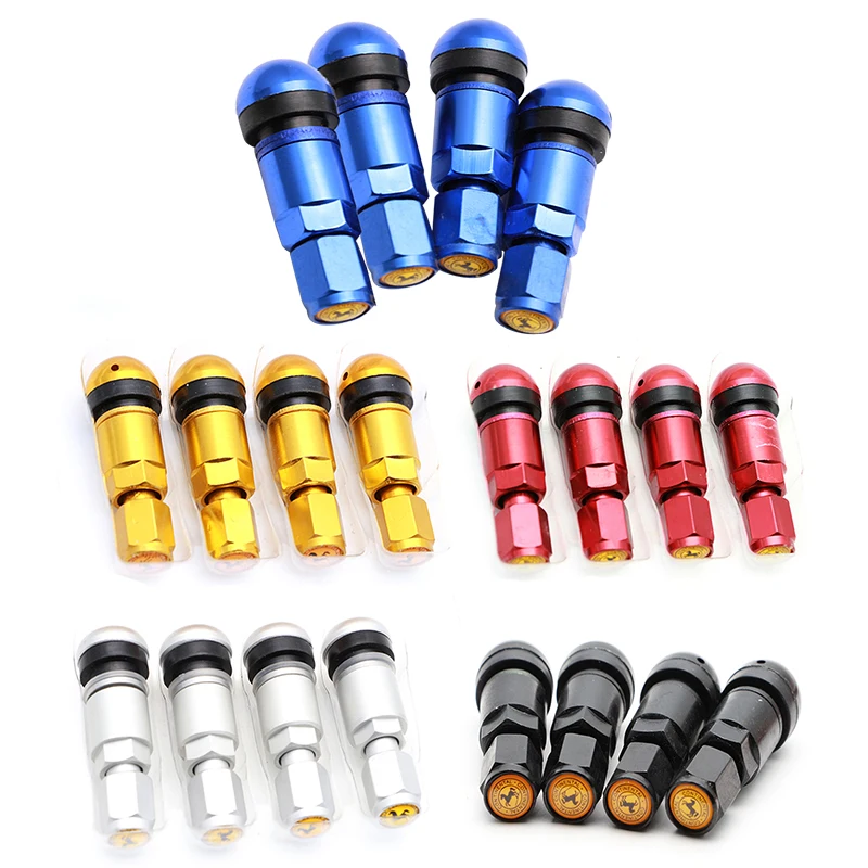 

4PCS Universal Car Tubeless Valves Aluminum Alloy Air Bicycle Tire Valve Stems Caps Tyre Wheel Round Cover Auto Accessories