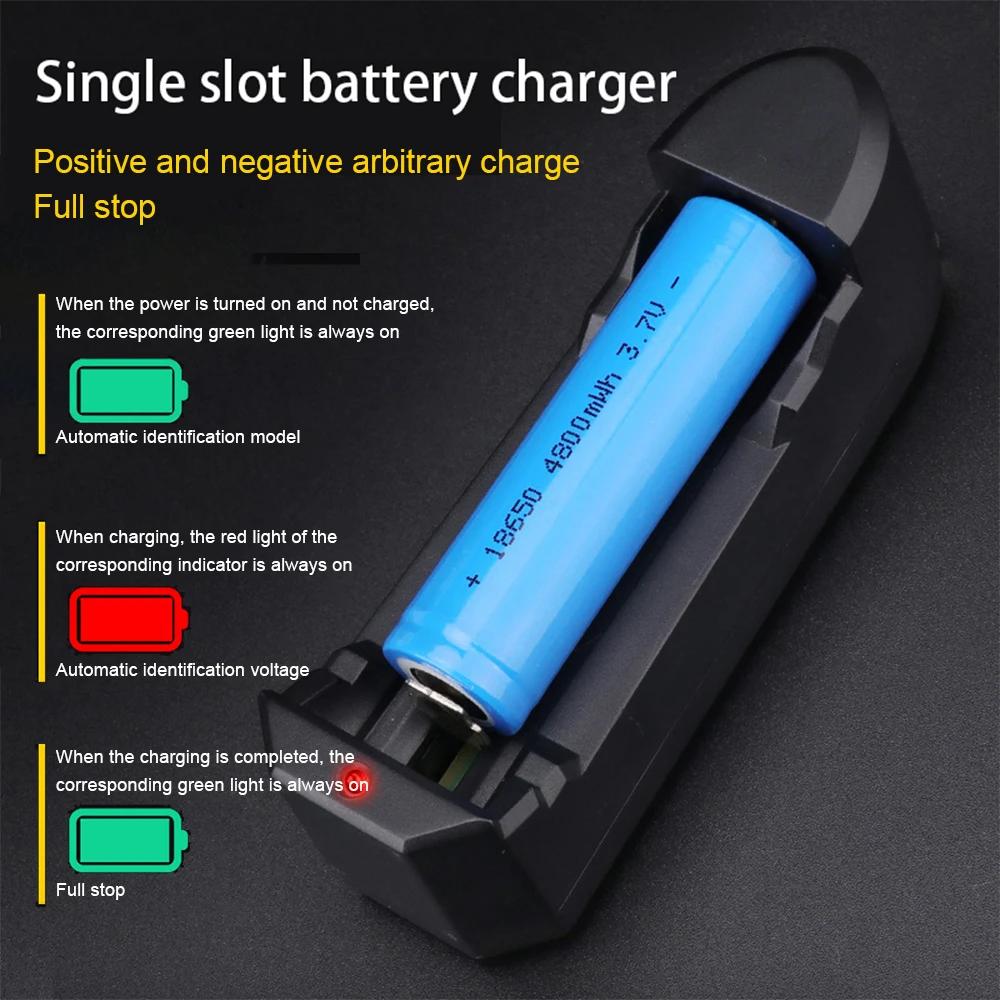 18650 Battery Charger Smart Charging 1 Slot USB 18650 26650 18350 32650 21700 26700 26500 Li-Ion Rechargeable Battery Charger