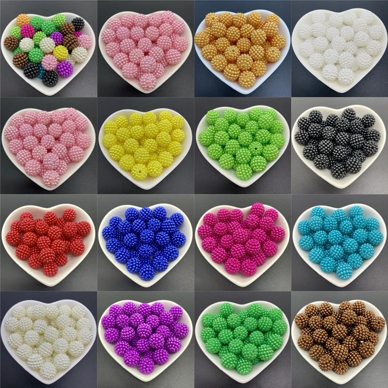 12mm 20pcs Acrylic Spaced Beads Colorful Bayberry Beads Round Loose Beads Fit Europe Beads For Jewelry Making