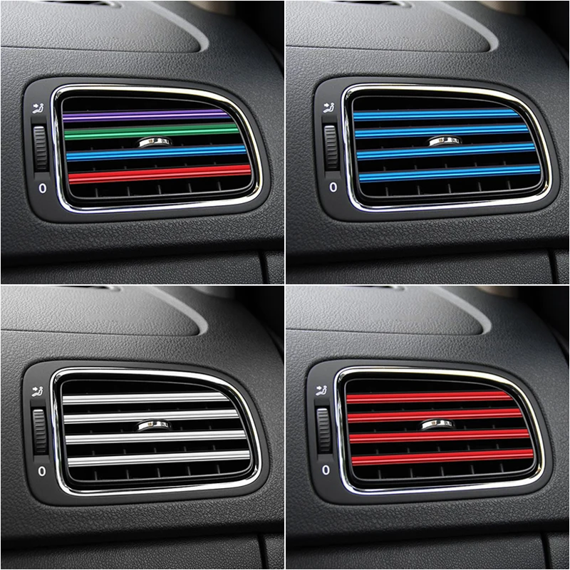 10PCS 20cm Car Air Conditioner Outlet Decorative U Shape Moulding Trim Strips Car Decoration Accessories Interior