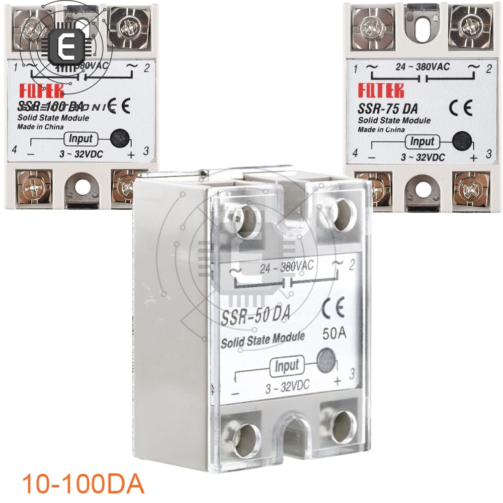 

SSR-100DA SSR-75DA SSR-60DA SSR-50DA SSR-40DA SSR-25DA SSR-10DA Solid State Relay DC Phase Relay Control Switch Module