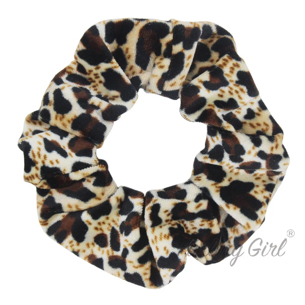 Furling Girl 1 PC Leopard Printing Velvet Hair Scrunchies Large Size Cloth Elastic Hair Bands Hair Accessories for Women