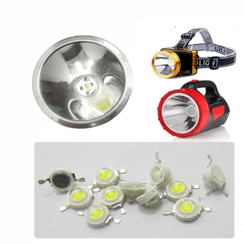 1W 3W high power 5W LED lamp beads, white and warm white, full-watt glare flashlight with aluminum plate and cable