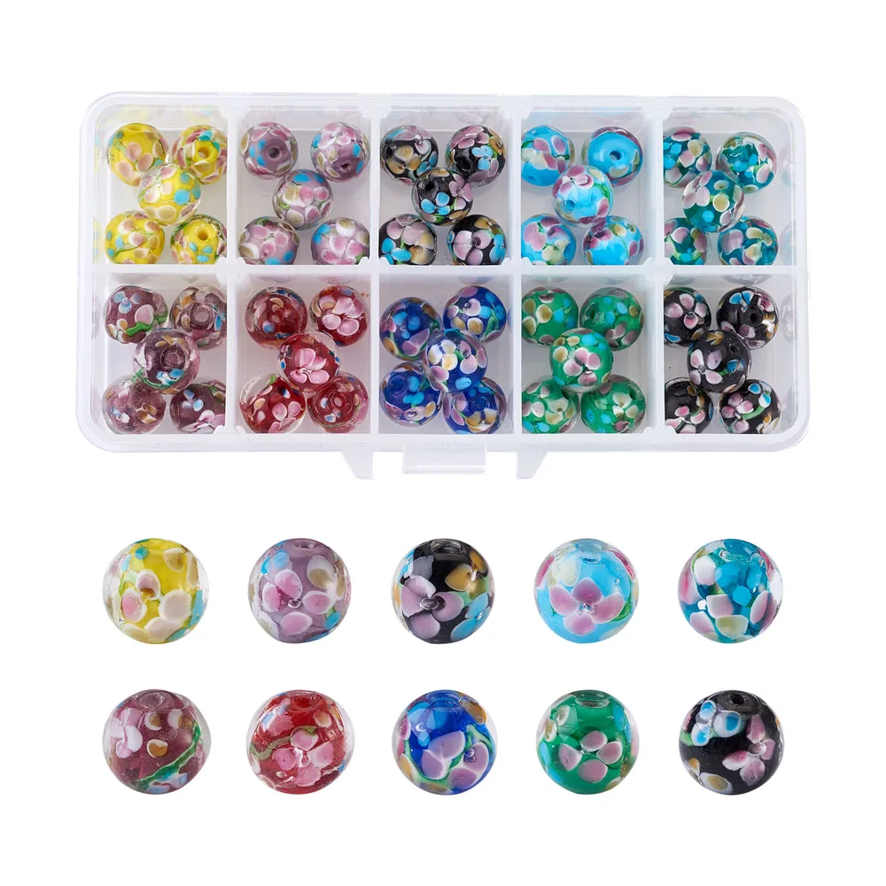 

1 Box Handmade Lampwork Beads Mixed Color Flower Pattern Loose Beads Spacer for DIY Bracelet Jewelry Making Findings Accessories